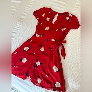 Abercrombie cotton floral red dress XS